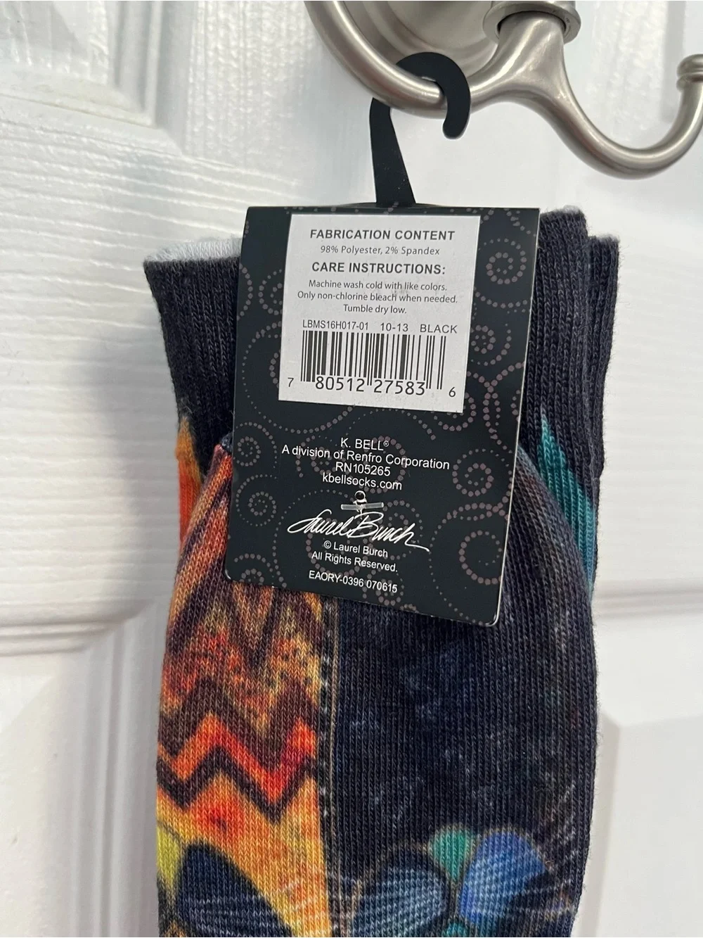Laurel Burch Men’s Multicolor Graphic Socks Vibrant Cat Pattern Sz 6.5-12 New